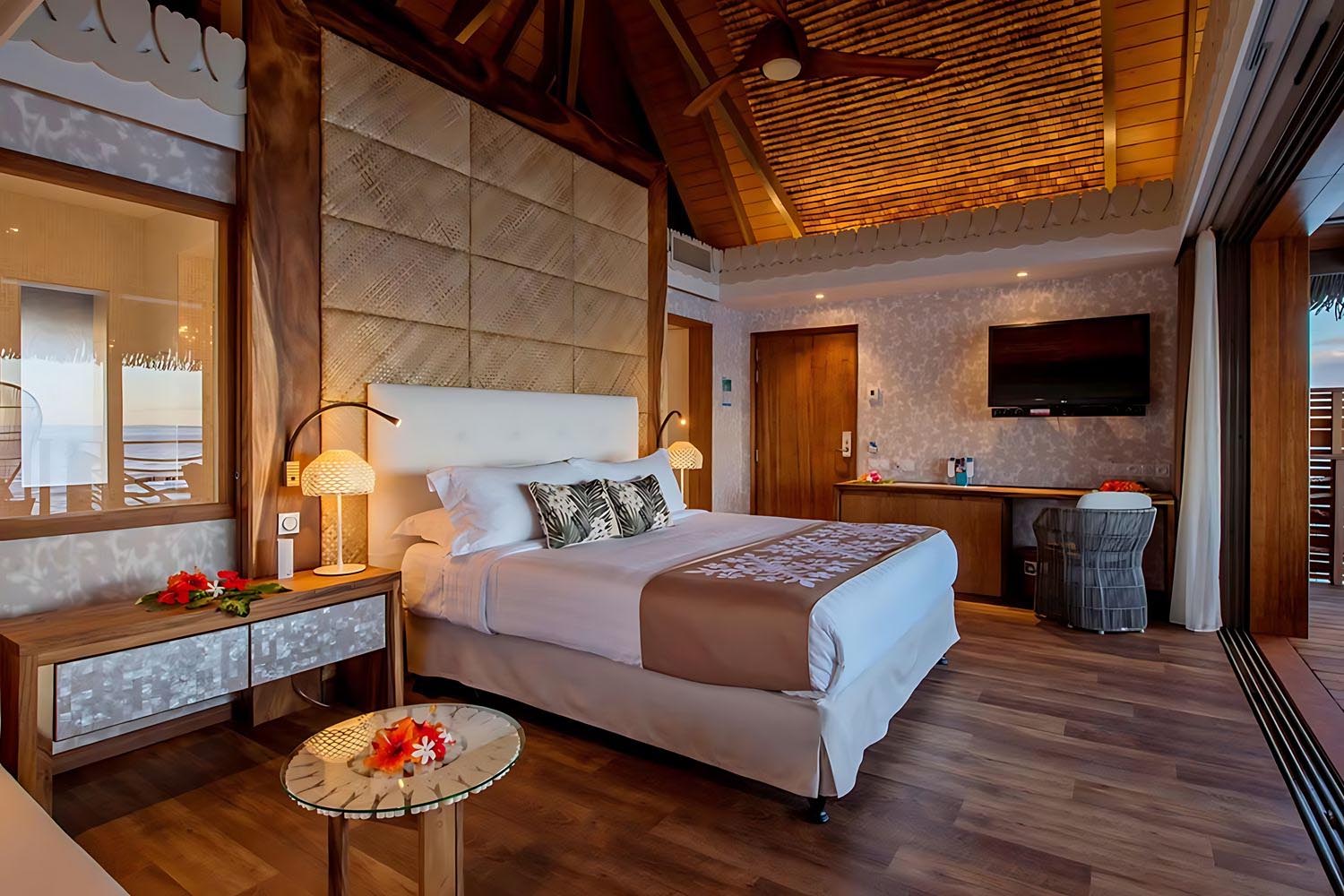 1 King Overwater Premium Bungalow Moorea Island View LuxuriaVacations