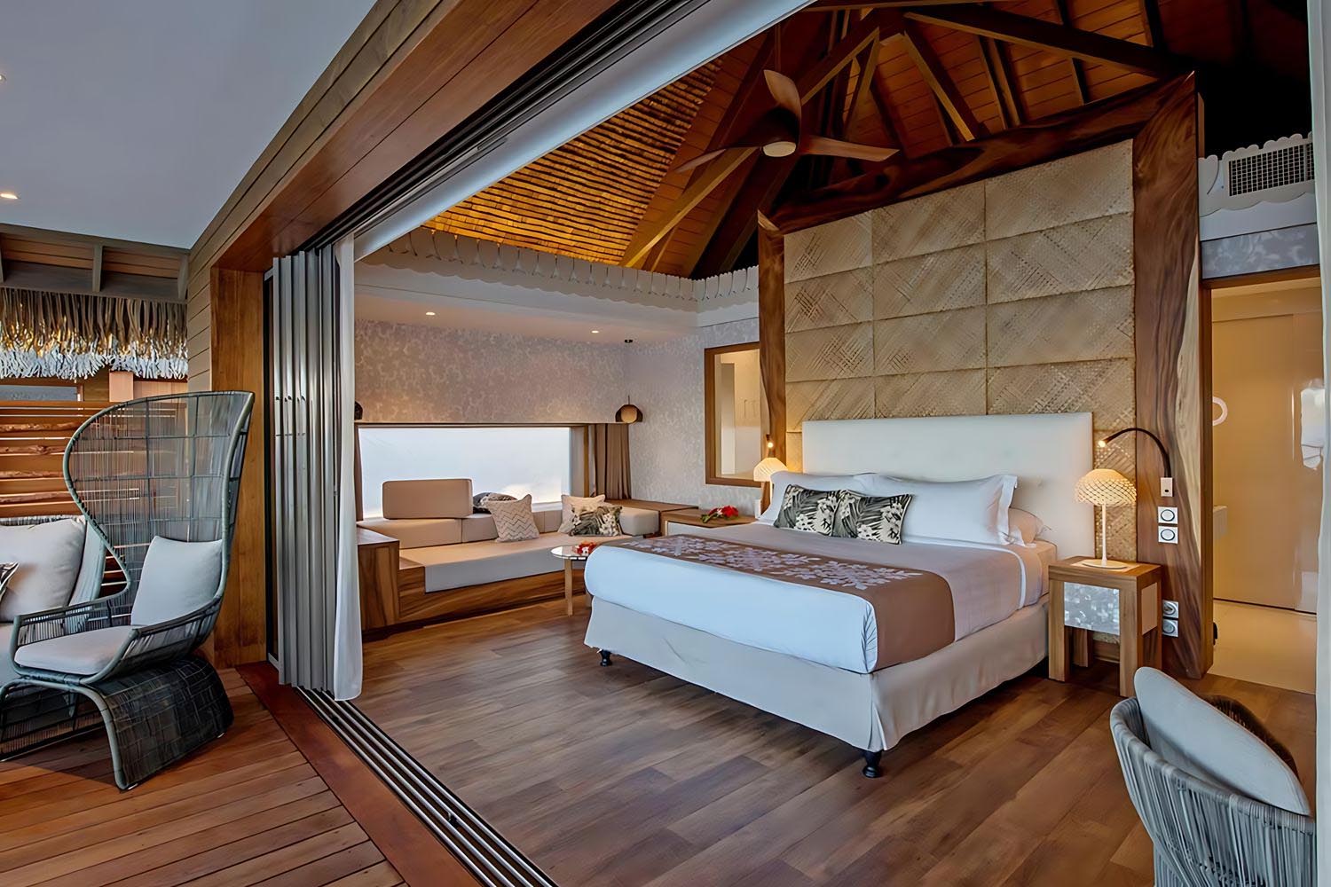 1 King Overwater Premium Bungalow Moorea Island View LuxuriaVacations