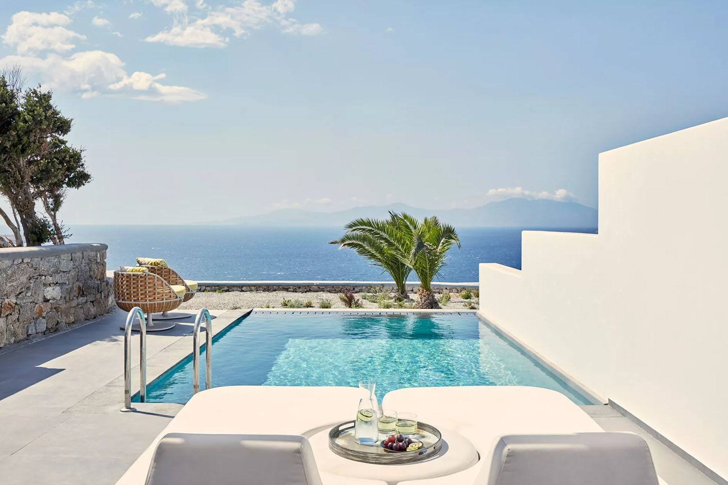 DELOS Junior Suite Sea View with Private Pool & Outdoor Jacuzzi LuxuriaVacations
