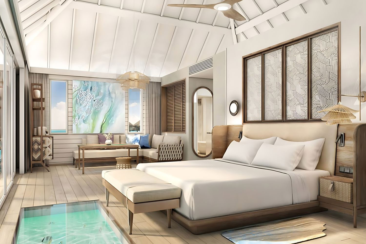 Overwater Suite - Pool Bungalow, 1 King, Lagoon view, Lagoon access, Plunge pool, Terrace LuxuriaVacations