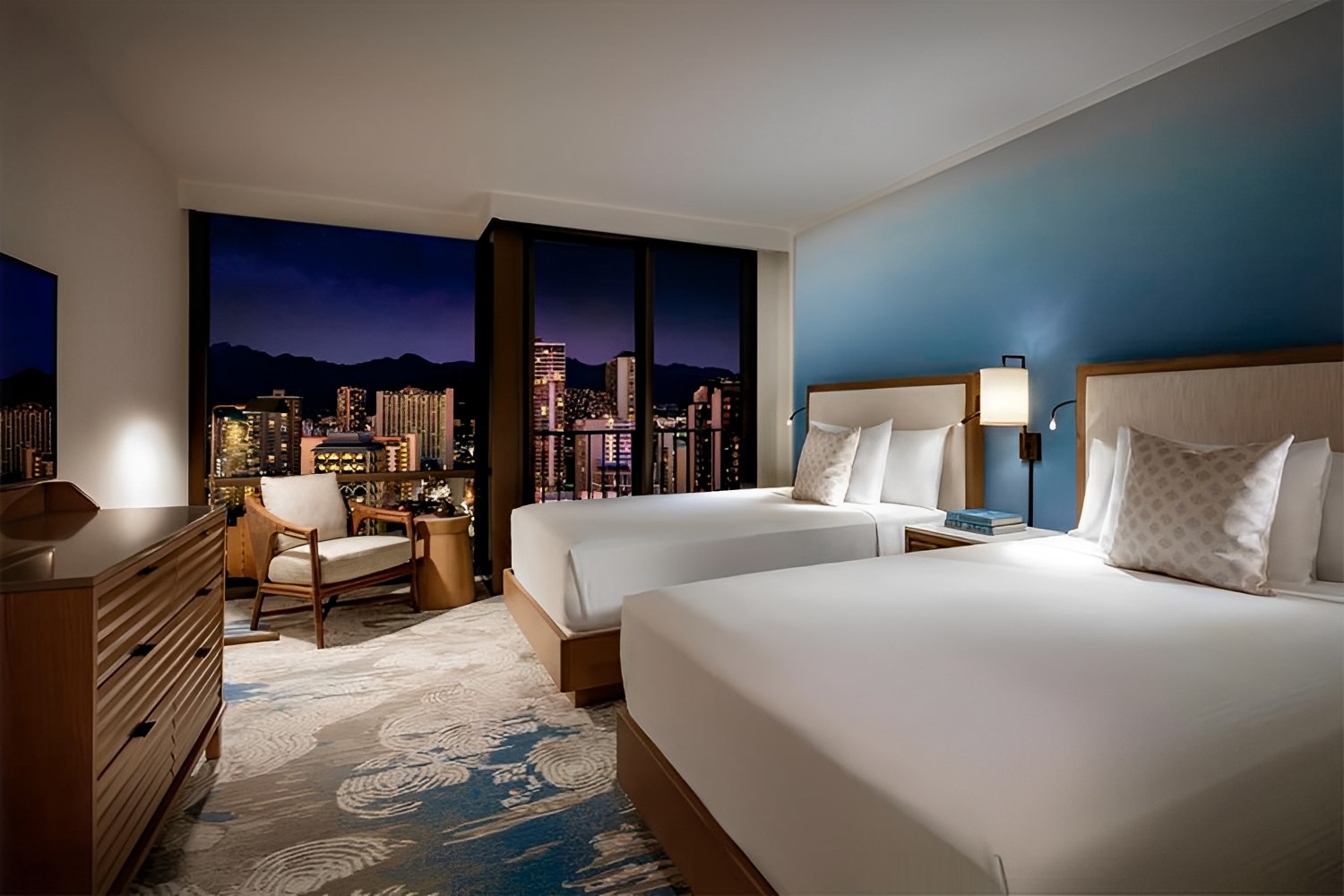 Standard Waikiki View Two Double Beds LuxuriaVacations